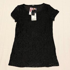 Janira Tops Womens Short Sleeve Velvet Top Size Medium